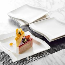 MALACASA Flora Porcelain Dinnerware Set White/Marble Grey Wave-shaped Tableware
