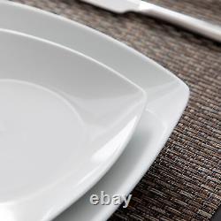 MALACASA Julia 60-Piece Porcelain Dinnerware Set Gray-white Plates Cups Saucers