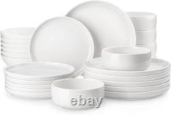 MALACASA Plates and Bowls Sets, 12 Pieces Porcelain Dinnerware Sets Dishware Set