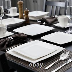 MALACASA Series Blance 30 Pcs Ivory White Porcelain Dinnerware Set Service for 6
