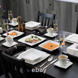 MALACASA Series Blance 30 Pcs Ivory White Porcelain Dinnerware Set Service for 6