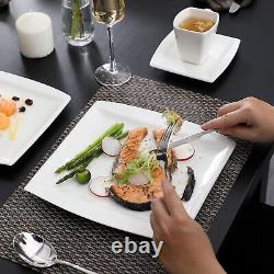 MALACASA Series Blance 30 Pcs Ivory White Porcelain Dinnerware Set Service for 6