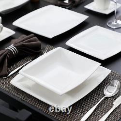 MALACASA Series Blance 30 Pcs Ivory White Porcelain Dinnerware Set Service for 6