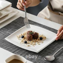MALACASA Series Blance Porcelain Dinnerware Set Kitchen Dish Square Plates Bowls