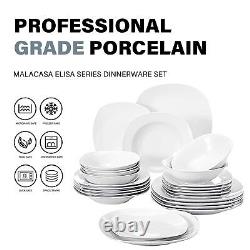 MALACASA Series Elisa 48-Piece Porcelain Bowl & Plate Set Dinnerware Set for 12