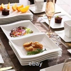 MALACASA, Series Flora, 30-Piece Dinnerware Set Wave Shaped Plates Service for 6