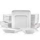 MALACASA Series Ivy 24-Piece Dinnerware Set Porcelain Square Bowls & Plates Set