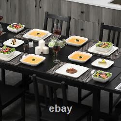 MALACASA Series Ivy 24-Piece Dinnerware Set Porcelain Square Bowls & Plates Set