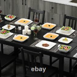 MALACASA Series Ivy 24-Piece Porcelain Bowl & Plate Set Dinnerware Ivory White