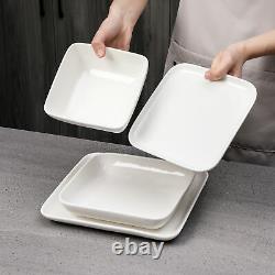 MALACASA Series Ivy 24-Piece Porcelain Bowl & Plate Set Dinnerware Ivory White