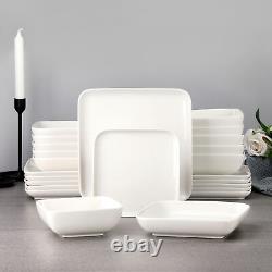 MALACASA Series Ivy Porcelain Dinnerware Set Square Plates Bowls Tableware Set