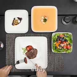 MALACASA Series Ivy Porcelain Dinnerware Set Square Plates Bowls Tableware Set