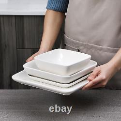 MALACASA Series Ivy Porcelain Dinnerware Set Square Plates Bowls Tableware Set