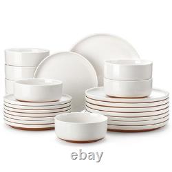 MALACASA Tara Stoneware Dinnerware Set Two-tone Dinner Service Sets for 2/3/4/6