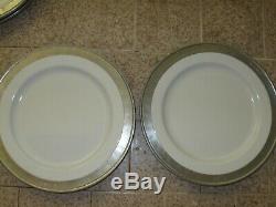 MATCH Pewter CONVIVIO 4 White SALAD Plates Fine Italian Ceramic Dinnerware
