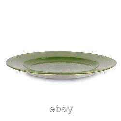 MEADOW Porcelain Dinnerware Set 24pc for 6 pers Dinner Plates Set, Green/White