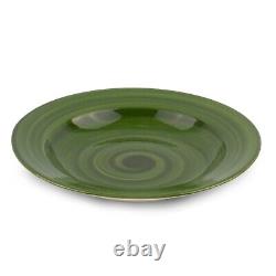 MEADOW Porcelain Dinnerware Set 24pc for 6 pers Dinner Plates Set, Green/White