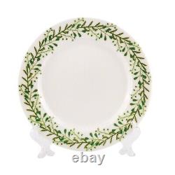 MEADOW Porcelain Dinnerware Set 24pc for 6 pers Dinner Plates Set, Green/White