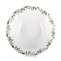 MEADOW Porcelain Dinnerware Set 24pc for 6 pers Dinner Plates Set, Green/White