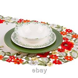 MEADOW Porcelain Dinnerware Set 24pc for 6 pers Dinner Plates Set, Green/White