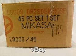 MIKASA Dinnerware Set Service for 8 DRESDEN ROSE CHINA 9009 44 Pieces $1200