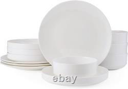 Macie Bone China Lightweight Chip Resistant 12 Piece Dinnerware Set, Service for