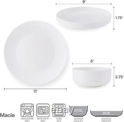 Macie Bone China Lightweight Chip Resistant 12 Piece Dinnerware Set, Service for
