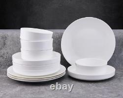 Macie Bone China Lightweight Chip Resistant 12 Piece Dinnerware Set, Service for