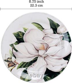 Magnolia Floral 16-Pc Dinnerware Set for 4, Microwave & Dishwasher Safe