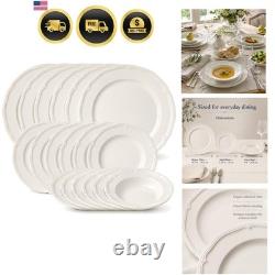Manoir 18 Piece Dinnerware Set, Creamy White, Service for 6