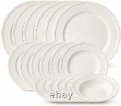 Manoir 18 Piece Dinnerware Set, Creamy White, Service for 6
