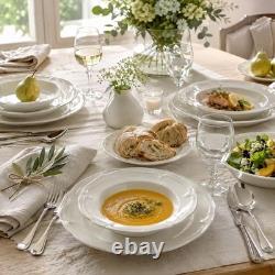 Manoir 18 Piece Dinnerware Set, Creamy White, Service for 6