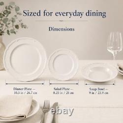 Manoir 18 Piece Dinnerware Set, Creamy White, Service for 6