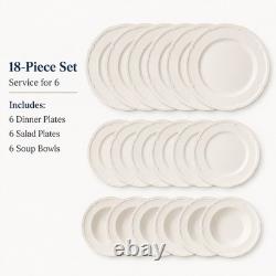 Manoir 18 Piece Dinnerware Set, Creamy White, Service for 6