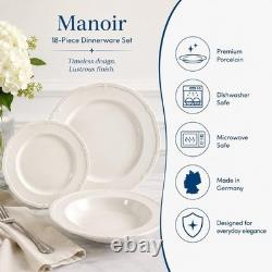 Manoir 18 Piece Dinnerware Set, Creamy White, Service for 6