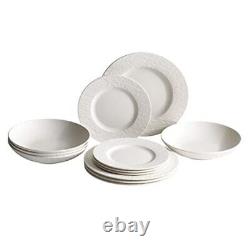 Manufacture Rock Blanc 12-Piece Dinnerware Set, Service for 4, Plates &