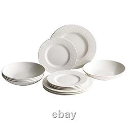 Manufacture Rock Blanc 12-Piece Dinnerware Set, Service for 4, Plates &