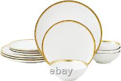 Matte White Porcelain Dinnerware Sets 12 Piece Service for 4, Dishes, round Plat