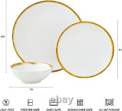 Matte White Porcelain Dinnerware Sets 12 Piece Service for 4, Dishes, round Plat