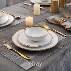 Matte White Porcelain Dinnerware Sets 12 Piece Service for 4, Dishes, round Plat