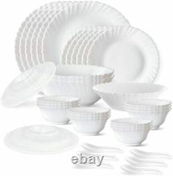 Melamine White Dinner Set Plain White Silk Series Opal ware Dinner Set 35 Pieces