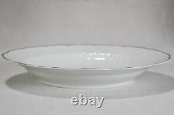 Mid century Limoges dinnerware set white lattice pattern with silver edge