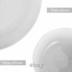 Miibox White Dinnerware Set 40-Piece Service For 8, with Dinner Plates Salad P