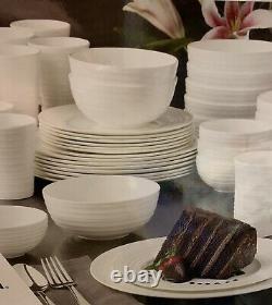 Mikasa, 40 Pc Bone China White Dinnerware Set w Swirl Pattern, 8 Place Setting