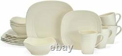 Mikasa 5163518 Swirl Square 16-Piece Dinnerware Set in Cream