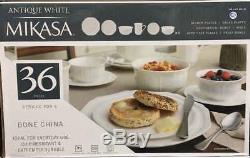 Mikasa Antique White Bone China 36-piece Service 6 Dinnerware Set Chip Resistant
