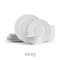 Mikasa Crown White 18-Pc Dinnerware Set, Service for 6, Chip Resistant