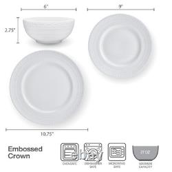 Mikasa Crown White 18-Pc Dinnerware Set, Service for 6, Chip Resistant