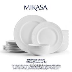 Mikasa Crown White 18-Pc Dinnerware Set, Service for 6, Chip Resistant