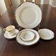 Mikasa Dinnerware Fine Ivory Ambassador Gold Black Trim Red Accent Service for 4